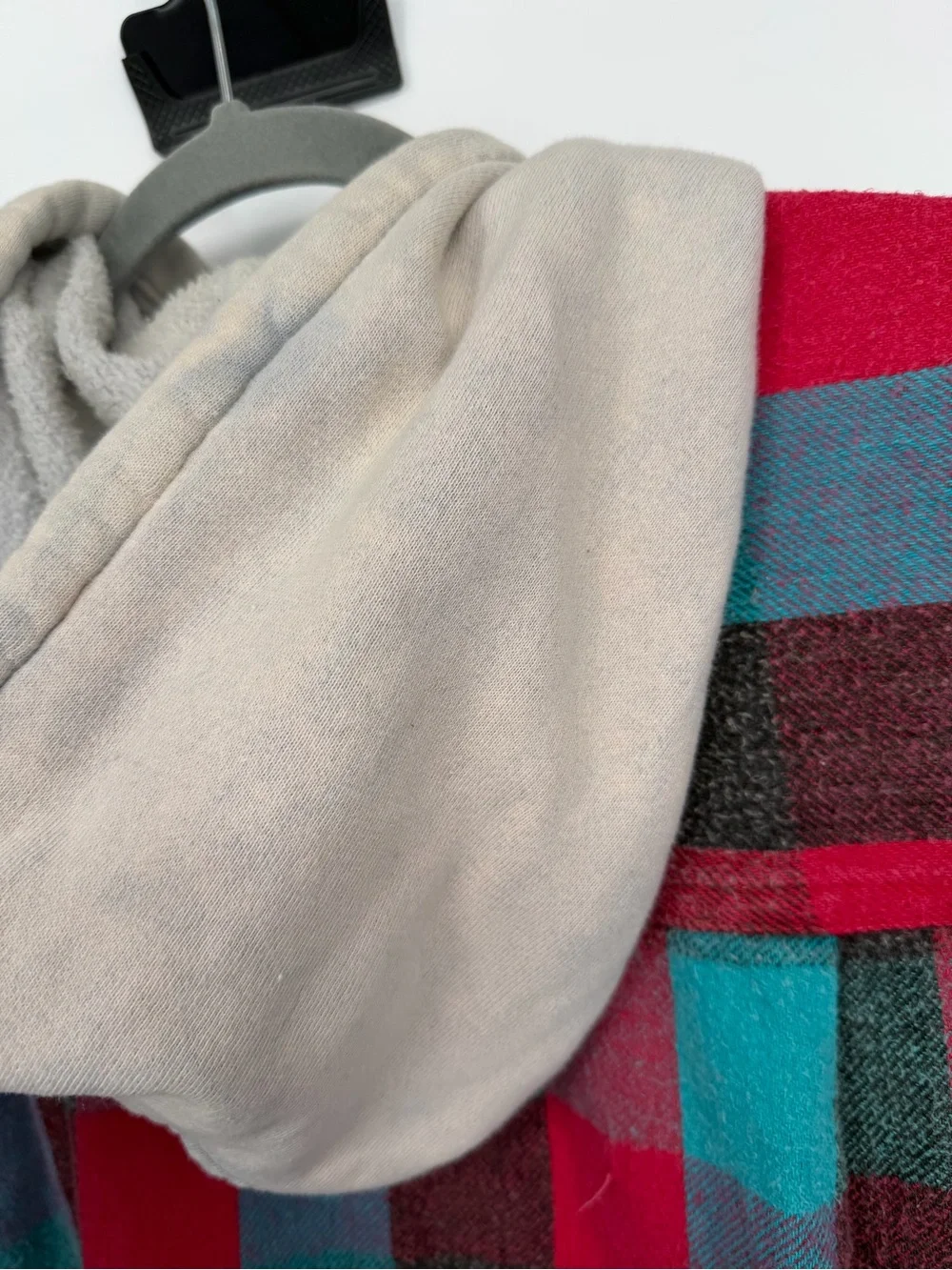 Vintage Quiksilver Red & Teal Plaid Hooded Flannel Vest